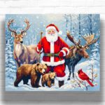 Santa with Woodland Animals - Paint by Numbers