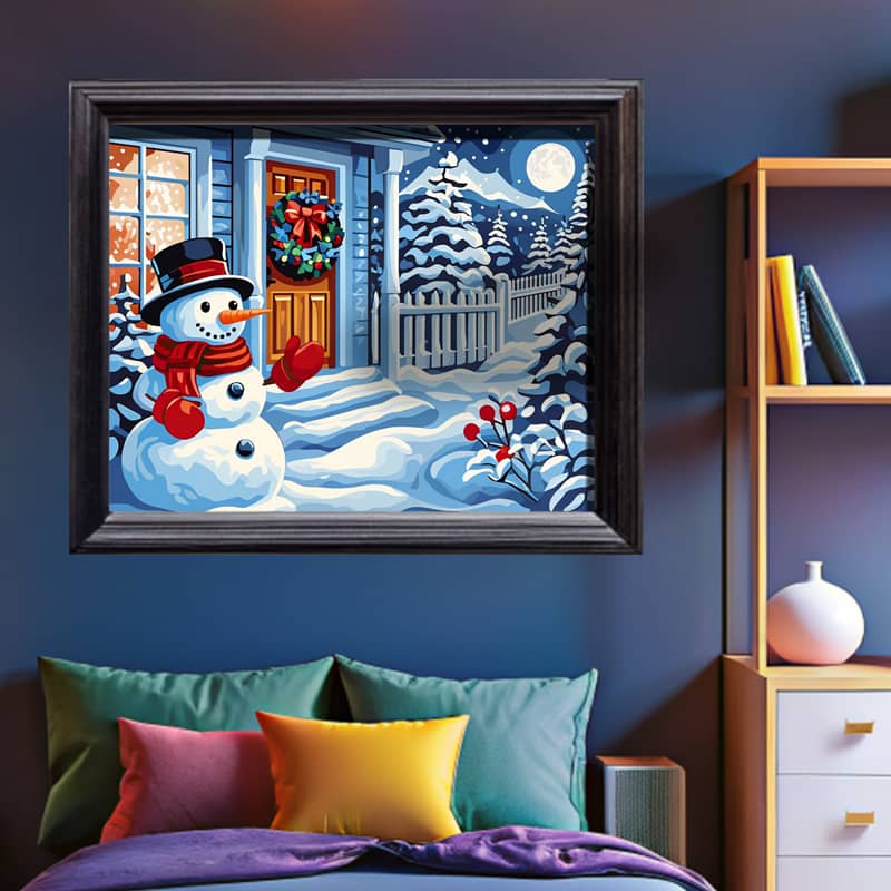Snowman Greeting - Paint by Numbers