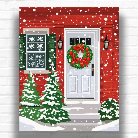 White Christmas Door - Paint by Numbers