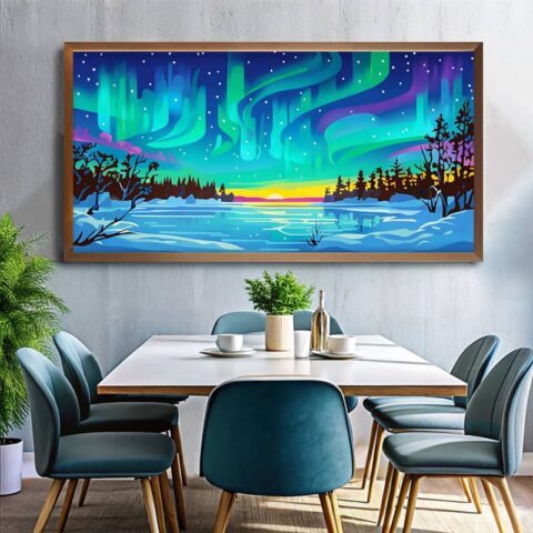 Winter Aurora Symphony Paint By Numbers - Extra Large Canvas
