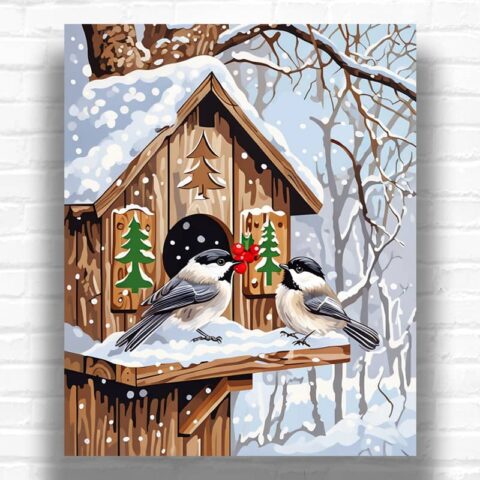 Winter Chickadees - Paint by Number
