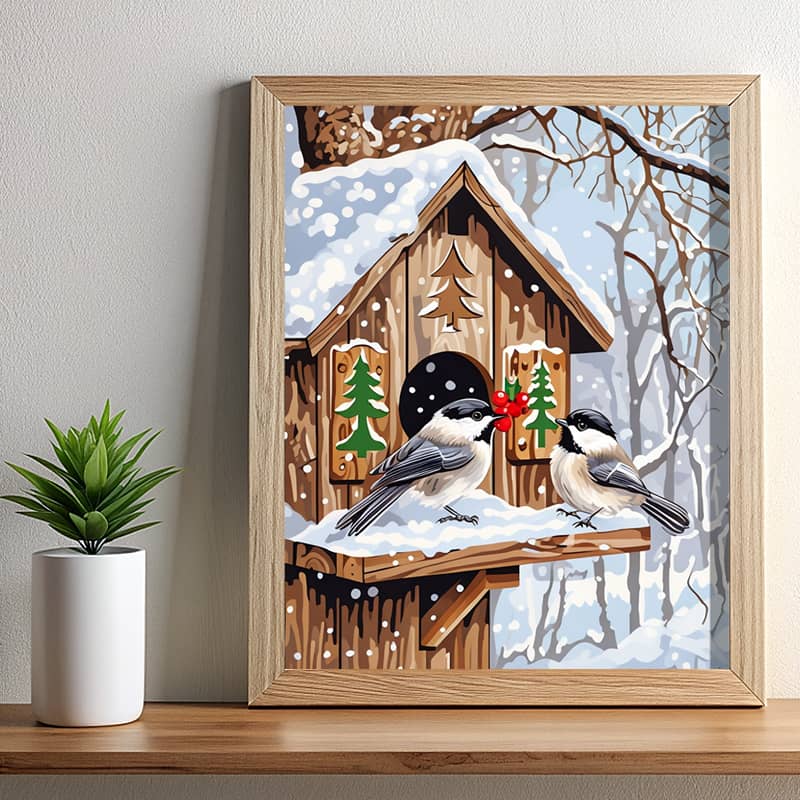 Winter Chickadees - Paint by Numbers