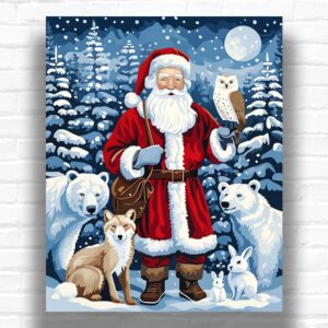 Woodland Santa with Animals - Paint by Numbers