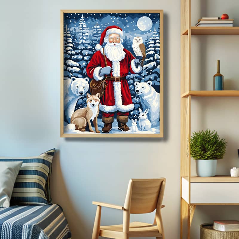 Woodland Santa with Animals - Paint by Numbers Kit