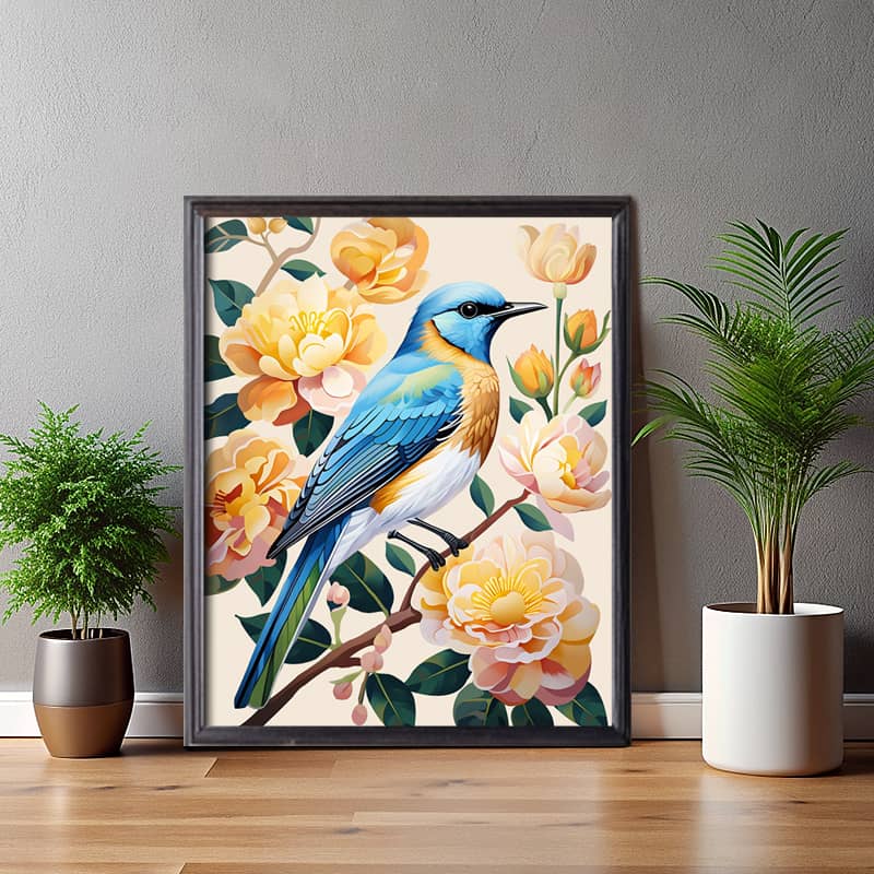 Blue Bird on a Branch - Paint by Number Kit