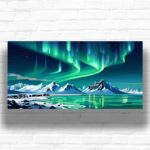 Aurora Over Mountains Large Paint By Number - Northern Lights Canvas Art