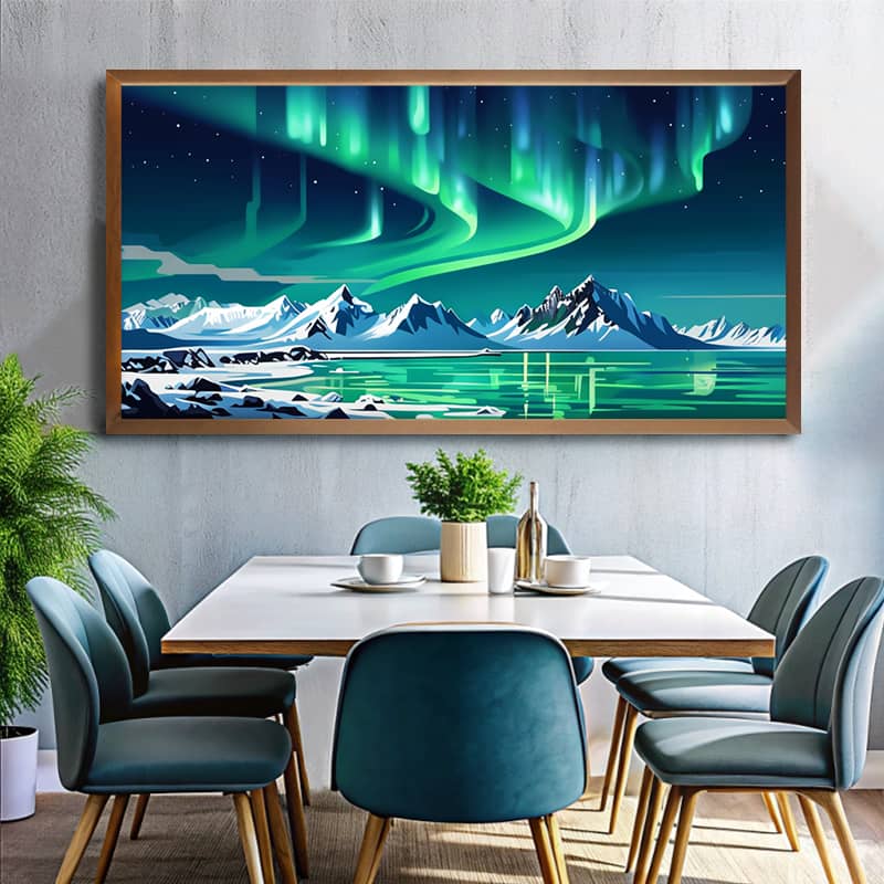 Aurora Over Mountains Large Paint By Numbers Kit - Northern Lights Canvas Art