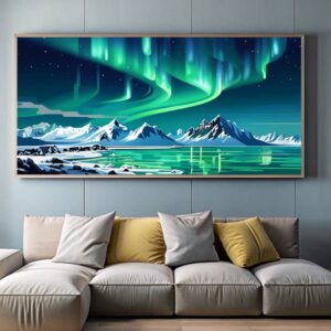 Aurora Over Mountains Large Paint by Numbers - Northern Lights Canvas Art
