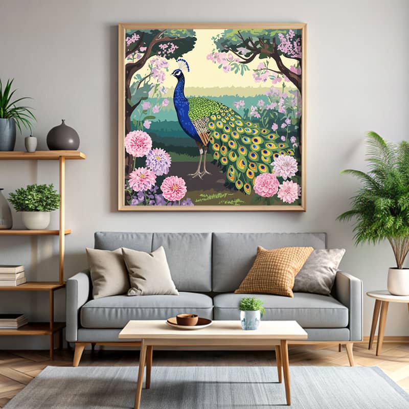 Peacock in Floral Paradise - Paint by Number