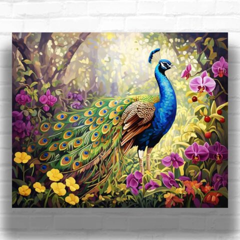 Peacock in Tropical Garden - Paint by Numbers Kit