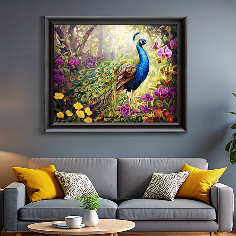 Peacock in Tropical Garden - Paint by Numbers