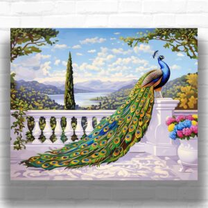 Peacock on Terrace - Paint by Numbers Kit