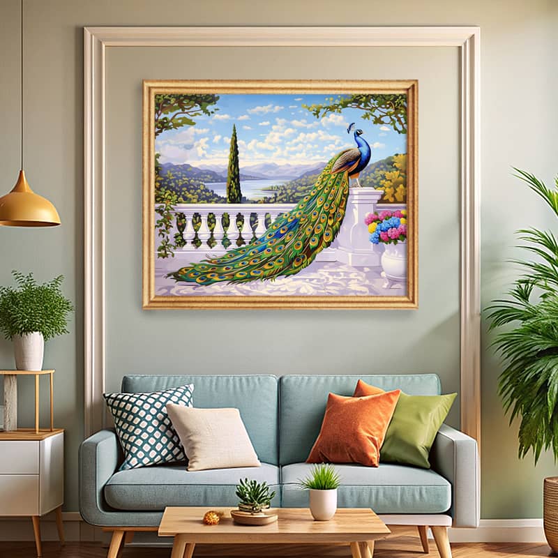 Peacock on Terrace - Paint by Numbers