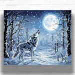 A Wolf Howling at the Moon - Paint by Number Kit