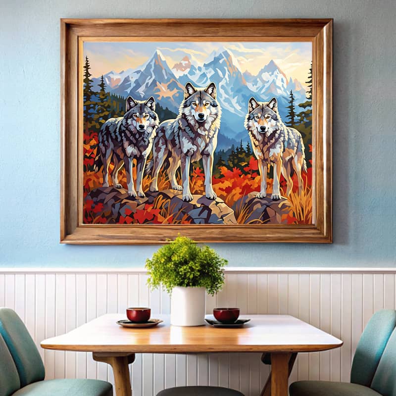 A Wolf Trio - Paint by Numbers Kit