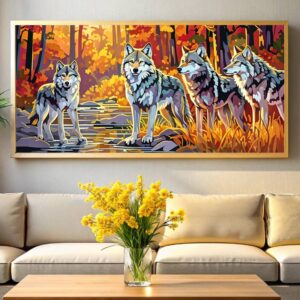 Autumn Wolves – Extra Large Paint by Numbers for Forest Wildlife Art