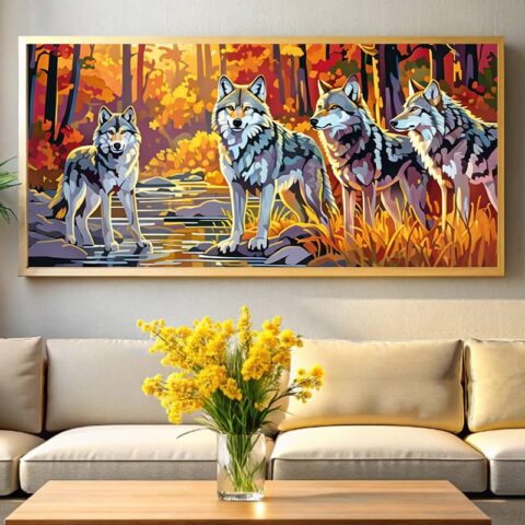 Autumn Wolves – Extra Large Paint by Numbers for Forest Wildlife Art