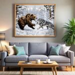 Bear Fighting Wolf - Paint by Number Kits