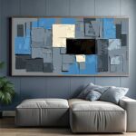Blue Gray Geometric Composition - Large Paint by Number Kit
