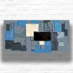 Blue Gray Geometric Composition Paint by Number – Large Modern Abstract Art