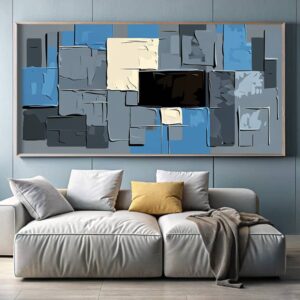 Blue Gray Geometric Composition Paint by Numbers – Large Modern Abstract Art