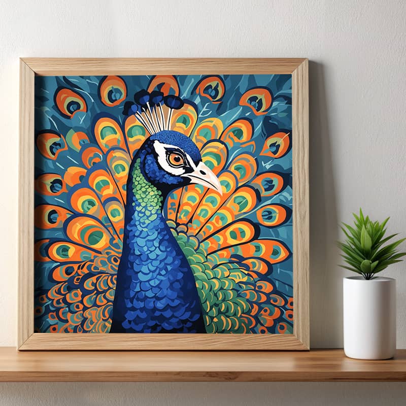 Blue Peacock Portrait - Paint by Numbers