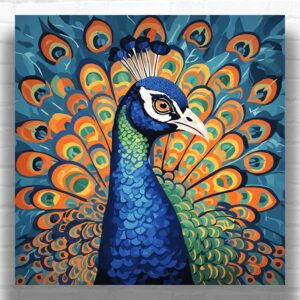 Blue Peacock Portrait - Peacock Paint by Number Kit