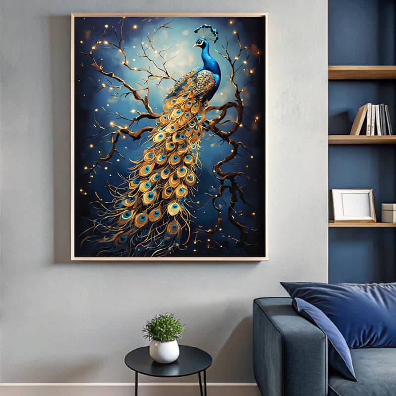 Blue and Gold Peacock - Paint by Number