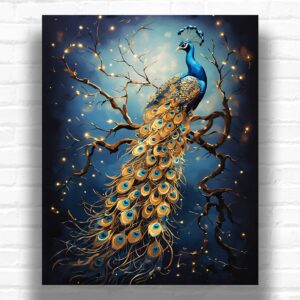 Blue and Gold Peacock - Paint by Numbers Kit