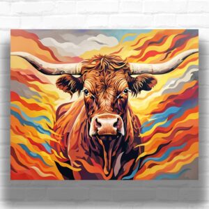 Colored Texas Cow - Cow Paint by Number Kit