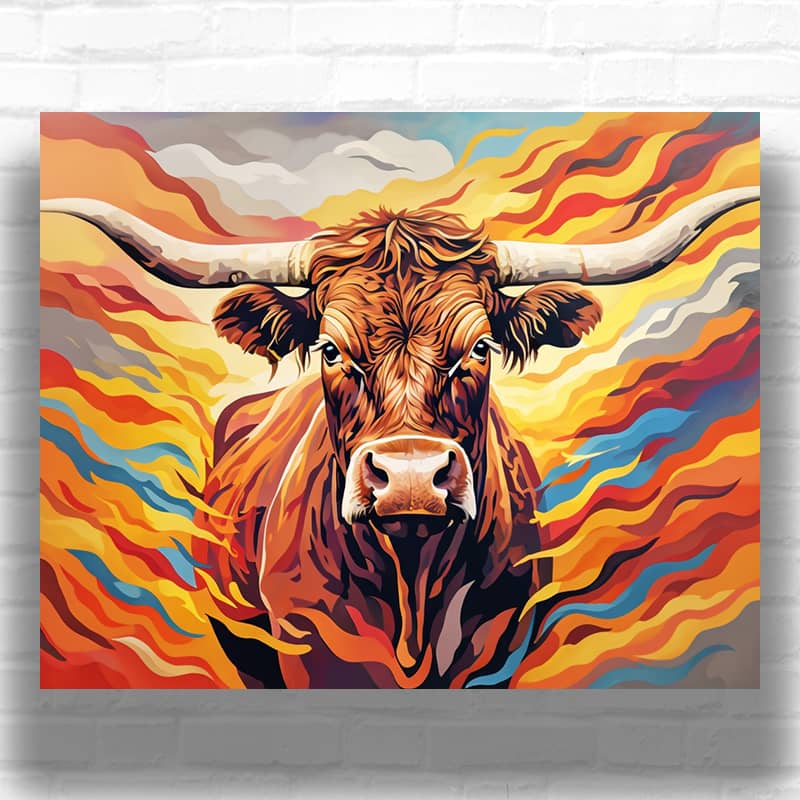 Colored Texas Cow - Paint by Numbers
