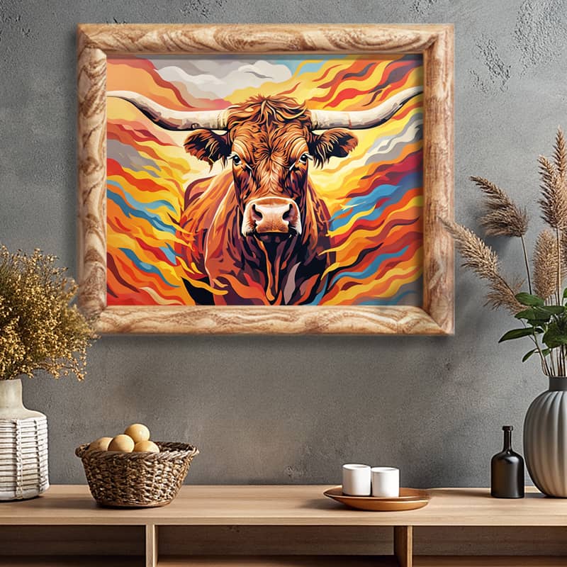 Colored Texas Cow - Paint by Numbers