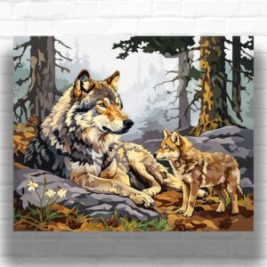 Cute Wolf Family - Paint by Number Kit