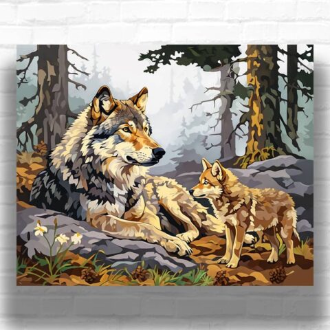 Cute Wolf Family - Paint by Number Kit