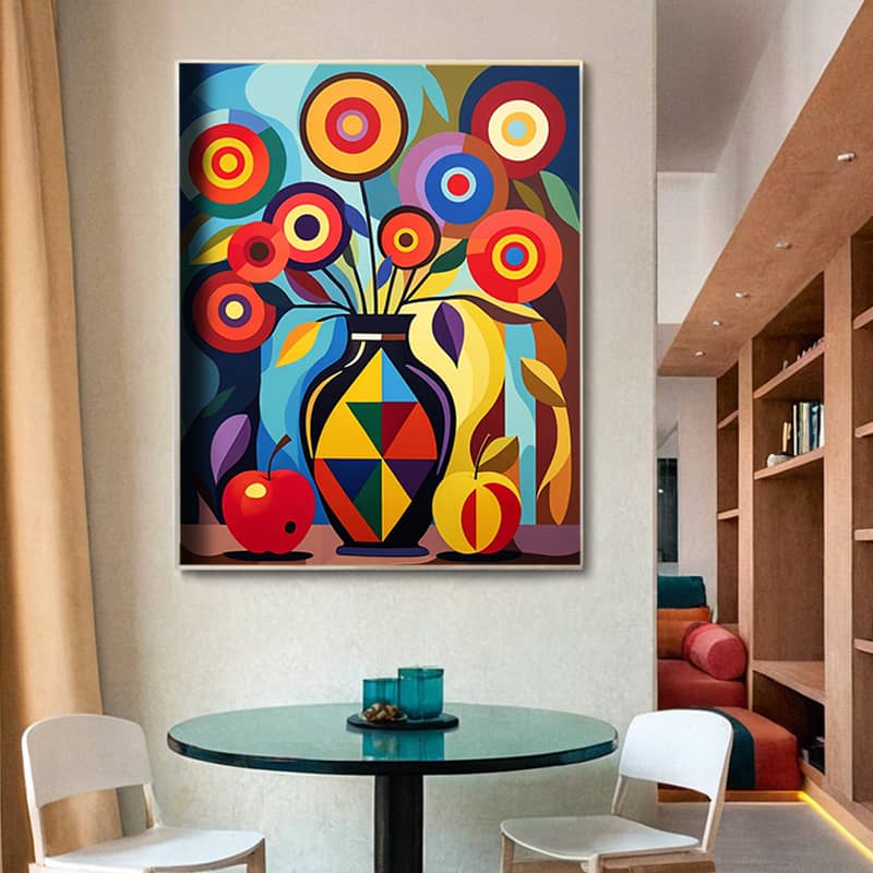 Geometric Still Life Paint by Number – Abstract Floral Wall Art