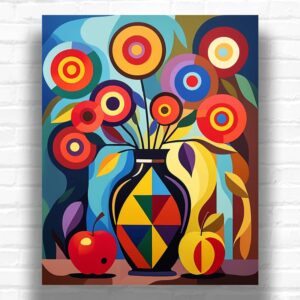 Geometric Still Life Paint by Numbers – Abstract Floral Wall Art