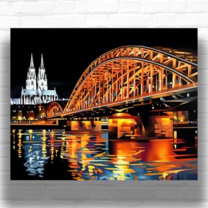 Hohenzollern Bridge at Night - Paint by Numbers Kit