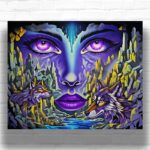 Lady of the Forest Paint by Numbers Kit - Mystical Wolf Spirit Art