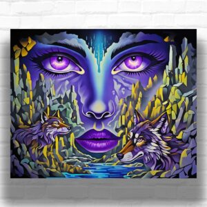 Lady of the Forest Paint by Numbers Kit - Mystical Wolf Spirit Art