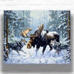 Moose vs Wolves - Paint by Numbers Animals for Adults