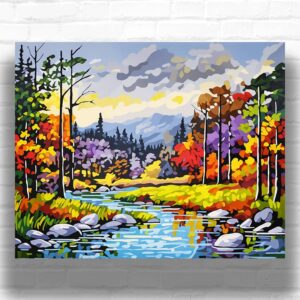 Mountain Stream in Autumn - Paint by Number Kits Landscape