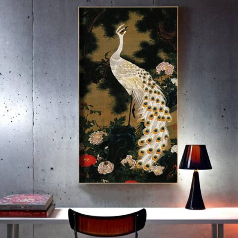 Old Pine Tree and Peacock - Famous Paint by Numbers