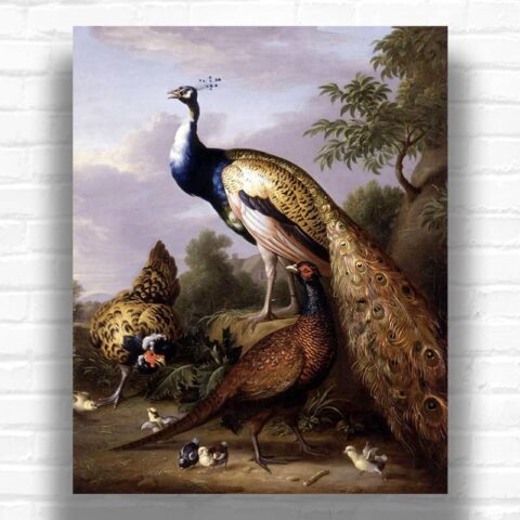 Peacock, Hen and Cock Pheasant in a Landscape - Paint by Numbers Kit