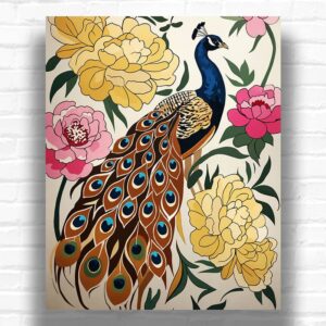 Peacock and Flowers - Paint by Numbers Kit