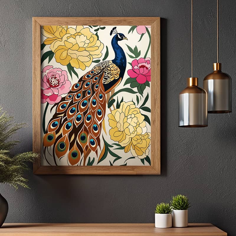 Peacock and Flowers - Paint by Numbers