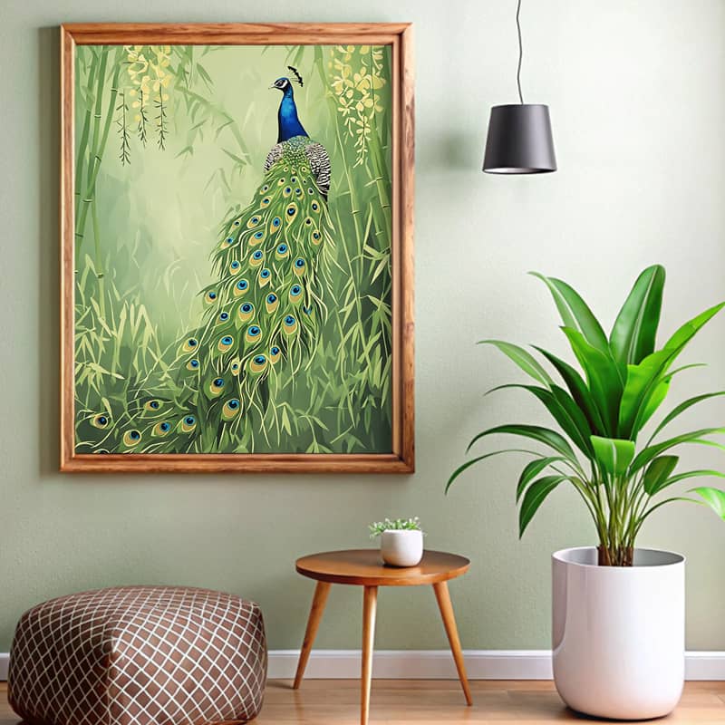 Peacock in Bamboo Grove - Paint by Numbers