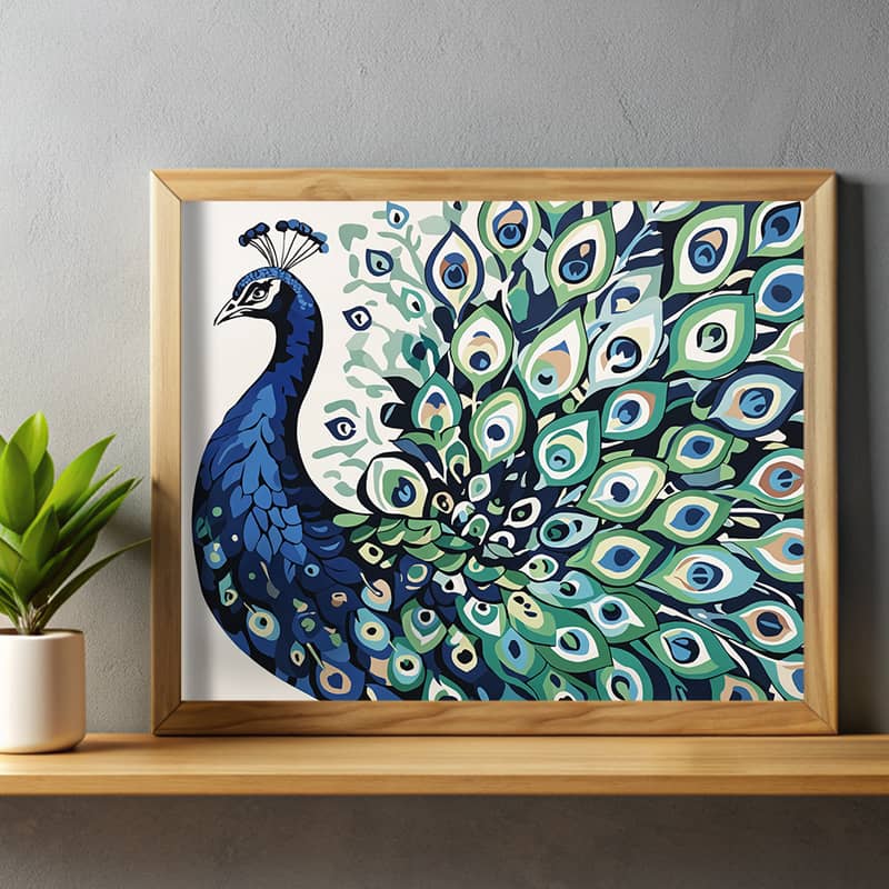 Peacock in Blue and Green - Paint by Numbers