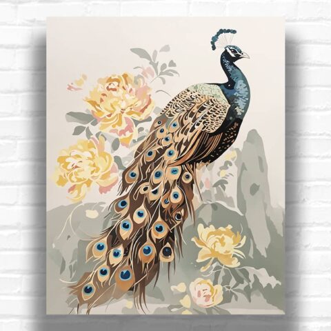 Peacock in Floral Splendor - Paint by Numbers Kit