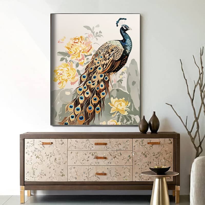 Peacock in Floral Splendor - Paint by Numbers
