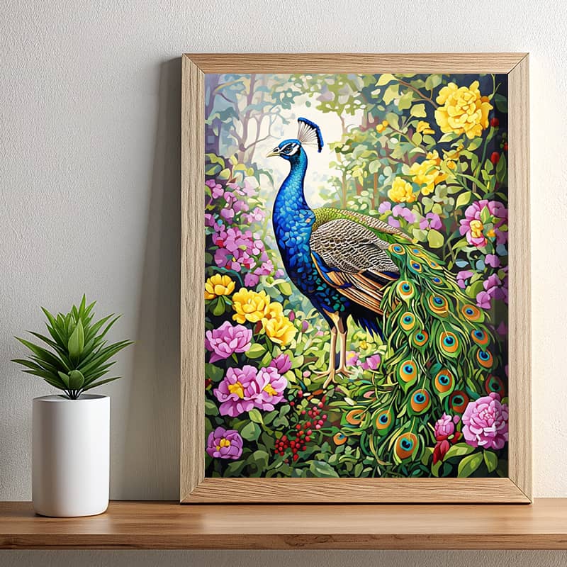 Peacock in Garden Paradise - Paint by Numbers